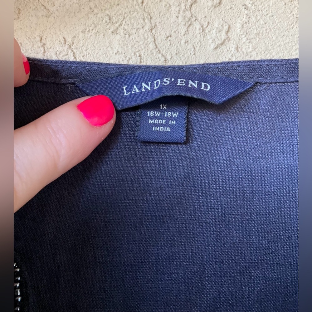 Lands’End Linen Beaded Tunic, navy blue - Picture 5 of 16